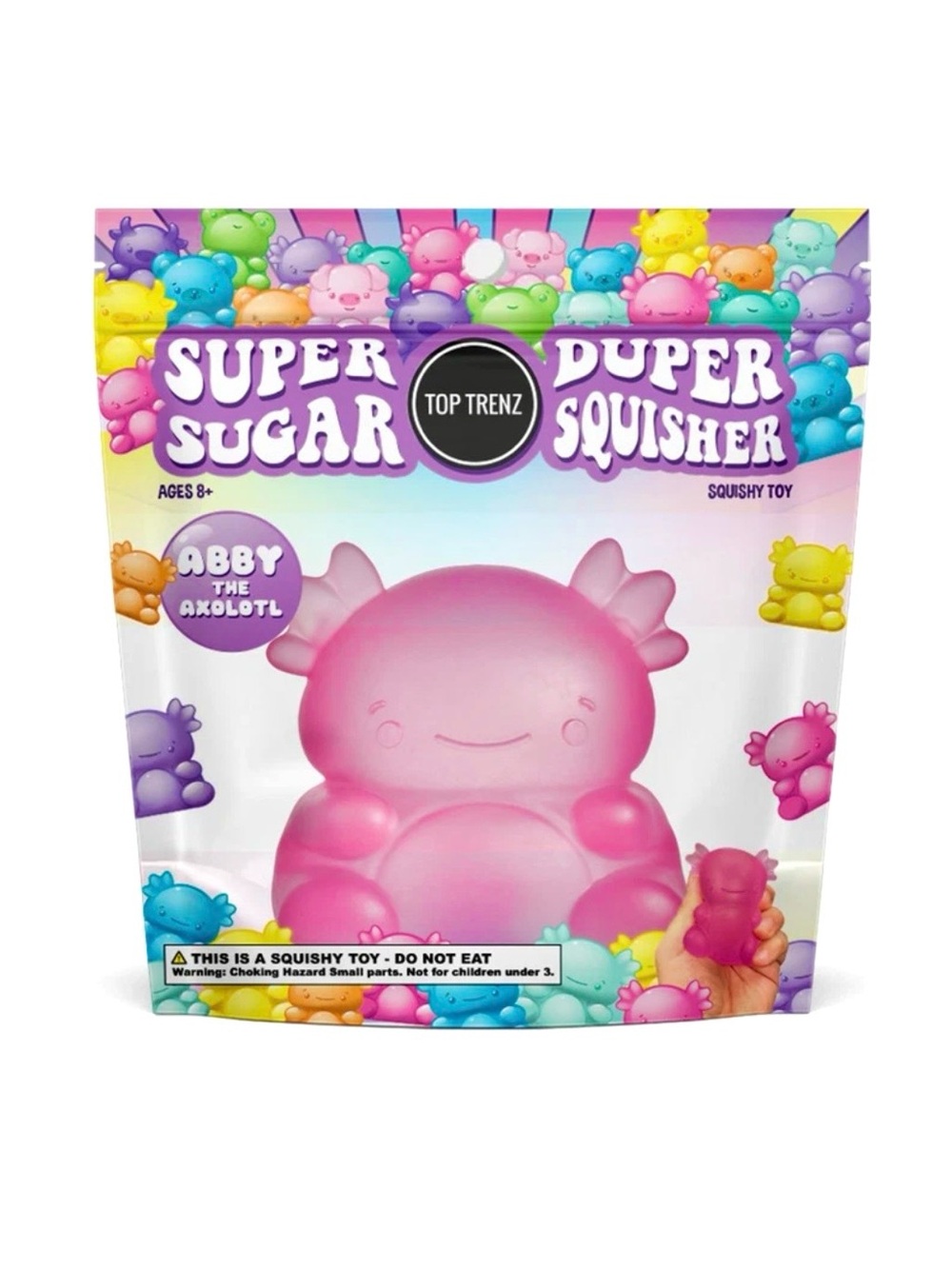 Axolotl Super Duper Sugar Squisher Pink Stress Ball | Top Trenz Sensory‎ Squishy